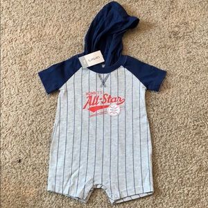 Baseball baby boy, Hooded romper